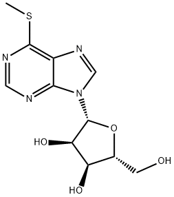 1β-[6-(メチルチオ)-9H-プリン-9-イル]-1-デオキシ-β-D-リボフラノース 化学構造式