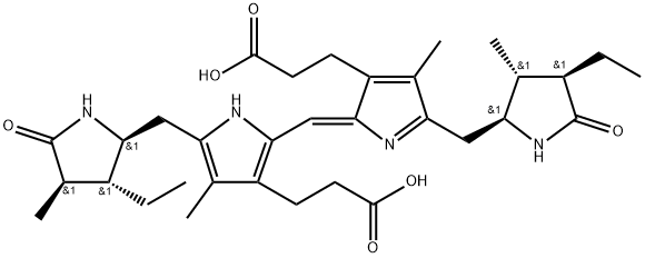 (2R,3R,4S,16S,17R,18R)-3,18-ジエチル-1,2,3,4,5,15,16,17,18,19,22,24-ドデカヒドロ-2,7,13,17-テトラメチル-1,19-ジオキソ-21H-ビリン-8,12-ジプロパン酸 化学構造式