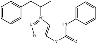 3-(1-メチル-2-フェニルエチル)-N-(フェニルカルバモイル)シドノンイミン-3-イウム 化学構造式