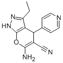 6-amino-3-ethyl-4-(4-pyridinyl)-1,4-dihydropyrano[2,3-c]pyrazole-5-carbonitrile Struktur