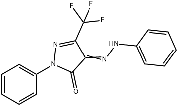 (Z)-1-PHENYL-4-(2-PHENYLHYDRAZONO)-3-(TRIFLUOROMETHYL)-1H-PYRAZOL-5(4H)-ONE 化学構造式