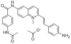 6-(p-Acetamidobenzamido)-2-(p-aminostyryl)-1-methylquinolinium acetate Struktur