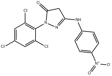 5-[(4-ニトロフェニル)アミノ]-2-(2,4,6-トリクロロフェニル)-2H-ピラゾール-3(4H)-オン 化学構造式