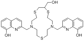 2,2'-[[2-(HYDROXYMETHYL)-1,4,10-TRITHIA-7,13-DIAZACYCLOPENTADECANE-7,13-DIYL]BIS(METHYLENE)]BIS-8-QUINOLINOL 化学構造式
