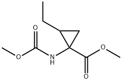 Cyclopropanecarboxylic acid, 2-ethyl-1-[(methoxycarbonyl)amino]-, methyl ester (9CI) Structure