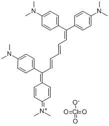 二甲基{4-[1,7,7-三(4-二甲基氨基苯基)-2,4,6-三庚烯基]-2,5-环己二烯-1-亚基}高氯酸铵 结构式