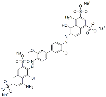 4-Amino-6-[[4'-[(8-amino-1-hydroxy-3,6-disulfo-2-naphthalenyl)azo]-3,3'-dimethoxy[1,1'-biphenyl]-4-yl]azo]-5-hydroxy-1,3-naphthalenedisulfonic acid tetrasodium salt Structure