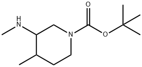 3R,4R-4-Methyl-3-methylamino-piperidine-1-carboxylic acid tert-butyl ester Struktur