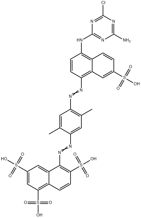 5-[[4-[[4-[(4-amino-6-chloro-1,3,5-triazin-2-yl)amino]-7-sulpho-1-naphthyl]azo]-2,5-xylyl]azo]naphthalene-1,3,6-trisulphonic acid,3445-91-8,结构式