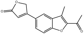 4-(2-acetyl-3-methyl-5-benzofuryl)furan-2(5H)-one Structure