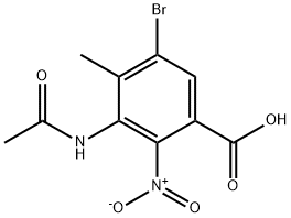 5-BROMO-2-NITRO-3-ACETYL-AMINO-4-METHYLBENZOIC ACID 化学構造式