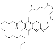 ヘキサデカン酸[3,4-ジヒドロ-2,5,7,8-テトラメチル-2-(4,8,12-トリメチルトリデシル)-2H-1-ベンゾピラン]-6-イル 化学構造式