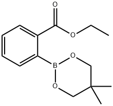 2-(5,5-二甲基-1,3,2-二氧硼杂烷-2-基)苯甲酸乙酯 结构式