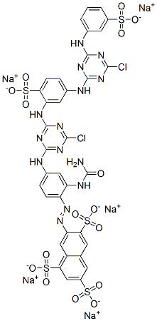 1,3,6-Naphthalenetrisulfonic acid, 7-[[2-[(aminocarbonyl)amino]-4-[[4-chloro-6-[[5-[[4-chloro-6-[(3-sulfophenyl)amino]-1,3,5-triazin-2-yl]amino]-2-sulfophenyl]amino]-1,3,5-triazin-2-yl]amino]phenyl]azo]-, pentasodium salt Struktur