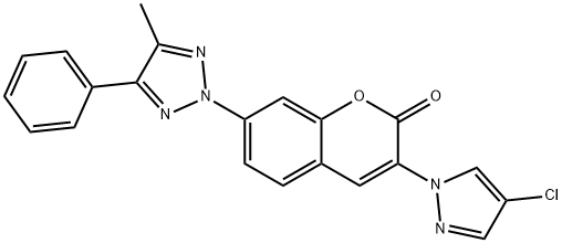 3-(4-chloro-1H-pyrazol-1-yl)-7-(4-methyl-5-phenyl-2H-1,2,3-triazol-2-yl)-2-benzopyrone Structure