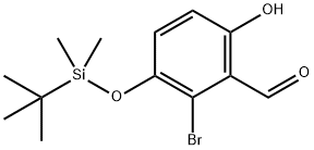 2-Bromo-3-{[tert-butyl(dimethyl)silyl]oxy}-6-hydroxybenzenecarbaldehyde 结构式