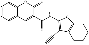 N-(3-cyano-4,5,6,7-tetrahydro-1-benzothien-2-yl)-2-oxo-2H-chromene-3-carboxamide,348621-77-2,结构式