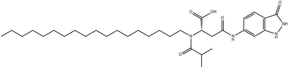 N-(2,3-dihydro-3-oxo-1H-indazol-6-yl)-N2-(2-methylpropionyl)-N2-octadecyl-L-asparagine  Struktur