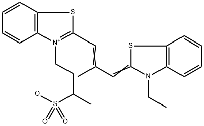 2-[3-(3-ethyl-3H-benzothiazol-2-ylidene)-2-methylprop-1-enyl]-3-(3-sulphonatobutyl)benzothiazolium Struktur