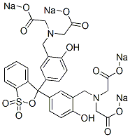 3,3-ビス[3-[[ビス[(ソジオオキシカルボニル)メチル]アミノ]メチル]-4-ヒドロキシフェニル]-3H-2,1-ベンゾオキサチオール1,1-ジオキシド 化学構造式