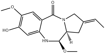 2-エチリデン-1,2,3,10,11,11a-ヘキサヒドロ-8-ヒドロキシ-7,11-ジメトキシ-5H-ピロロ[2,1-c][1,4]ベンゾジアゼピン-5-オン 化学構造式