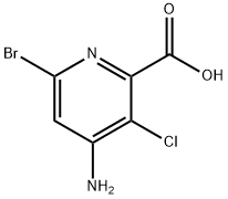 4-氨基-6-溴-3-氯-2-吡啶甲酸, 350601-51-3, 结构式