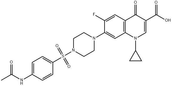 3-Quinolinecarboxylic acid, 7-[4-[[4-(acetylaMino)phenyl]sulfonyl]-1-piperazinyl]-1-cyclopropyl-6-fluoro-1,4-dihydro-4-oxo- Structure