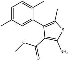 2-アミノ-4-(2,5-ジメチルフェニル)-5-メチルチオフェン-3-カルボン酸メチル 化学構造式