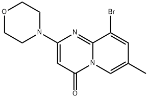 9-ブロモ-7-メチル-2-(4-モルホリニル)-4H-ピリド[1,2-A]ピリミジン-4-オン 化学構造式