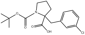 BOC-<ALPHA>-(3-CHLORBENZYL)-DL-PRO-OH Struktur