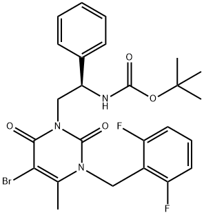 (R)-(2-[5-BROMO-3-(2,6-DIFLUORO-BENZYL)-4-METHYL-2,6-DIOXO-3,6-DIHYDRO-2H-PYRIMIDIN-1-YL]-1-PHENYL-ETHYL)-CARBAMIC ACID TERT-BUTYL ESTER Struktur