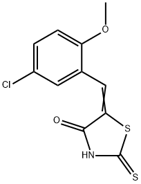 (5E)-5-(5-クロロ-2-メトキシベンジリデン)-2-メルカプト-1,3-チアゾール-4(5H)-オン 化学構造式
