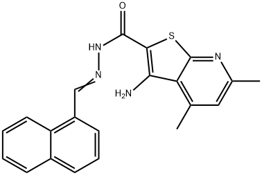 3-AMino-4,6-diMethyl-thieno[2,3-b]pyridine-2-carboxylic acid naphthalen-1-yl-Methylene hydrazide 结构式