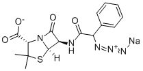 sodium [2S-[2alpha,5alpha,6beta(S*)]]-6-(azidophenylacetamido)-3,3-dimethyl-7-oxo-4-thia-1-azabicyclo[3.2.0]heptane-2-carboxylate Struktur