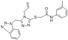 2-{[4-allyl-5-(1H-1,2,3-benzotriazol-1-ylmethyl)-4H-1,2,4-triazol-3-yl]sulfanyl}-N-(3-methylphenyl)acetamide 化学構造式