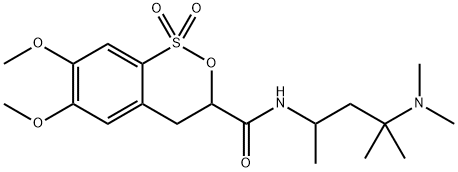 N-[3-(ジメチルアミノ)-1,3-ジメチルブチル]-3,4-ジヒドロ-6,7-ジメトキシ-2,1-ベンゾオキサチイン-3-カルボアミド1,1-ジオキシド 化学構造式