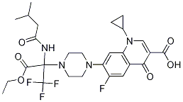 3-Quinolinecarboxylic acid, 1-cyclopropyl-7-[4-[1-(ethoxycarbonyl)-2,2,2-trifluoro-1-[(3-Methyl-1-oxobutyl)aMino]ethyl]-1-piperazinyl]-6-fluoro-1,4-dihydro-4-oxo- Structure