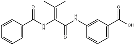 Benzoic acid, 3-[[2-(benzoylamino)-3-methyl-1-oxo-2-butenyl]amino]- (9CI) Structure