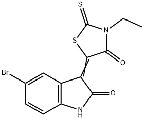 (Z)-5-(5-溴-2-氧代二氢吲哚-3-亚基)-3-乙基-2-硫代噻唑啉-4-酮, 354560-89-7, 结构式