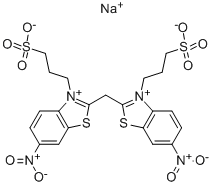 6-ニトロ-2-[[6-ニトロ-3-[3-(ソジオオキシスルホニル)プロピル]ベンゾチアゾール-2(3H)-イリデン]メチル]-3-(3-スルホナトプロピル)-ベンゾチアゾール-3-イウム 化学構造式