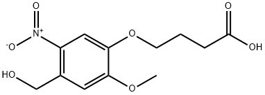 4-[4-(ヒドロキシメチル)-2-メトキシ-5-ニトロフェノキシ]ブタン酸 化学構造式