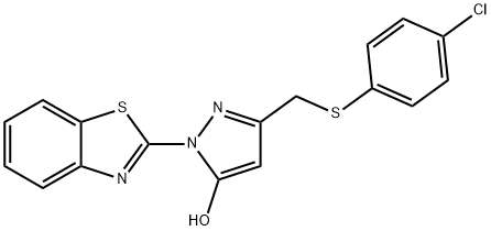 1-(1,3-benzothiazol-2-yl)-3-{[(4-chlorophenyl)thio]methyl}-1H-pyrazol-5-ol Struktur