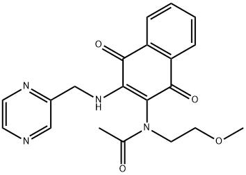 N-(1,4-dioxo-3-(pyrazin-2-ylMethylaMino)-1,4-dihydronaphthalen-2-yl)-N-(2-Methoxyethyl)acetaMide 化学構造式