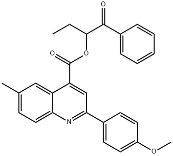 1-benzoylpropyl 2-(4-methoxyphenyl)-6-methyl-4-quinolinecarboxylate Struktur