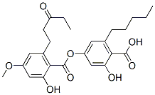 2-ヒドロキシ-4-[[2-ヒドロキシ-4-メトキシ-6-(3-オキソペンチル)ベンゾイル]オキシ]-6-ペンチル安息香酸 化学構造式