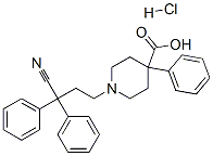 1-(3-cyano-3,3-diphenylpropyl)-4-phenylpiperidine-4-carboxylic acid monohydrochloride Struktur
