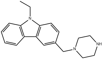 9-エチル-3-(ピペラジン-1-イルメチル)-9H-カルバゾール 化学構造式