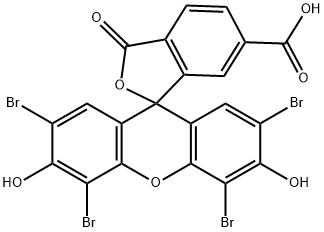 2',4',5',7'-Tetrabromo-3',6'-dihydroxy-3-oxo-3H-spiro-[isobenzofuran-1,9'-xanthene]-6-carboxylic  化学構造式
