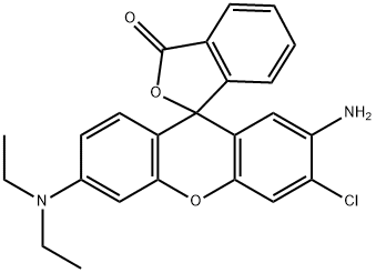 2'-アミノ-3'-クロロ-6'-(ジエチルアミノ)スピロ[イソベンゾフラン-1(3H),9'-[9H]キサンテン]-3-オン 化学構造式