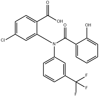 Benzoic  acid,  4-chloro-2-[(2-hydroxybenzoyl)[3-(trifluoromethyl)phenyl]amino]- 化学構造式